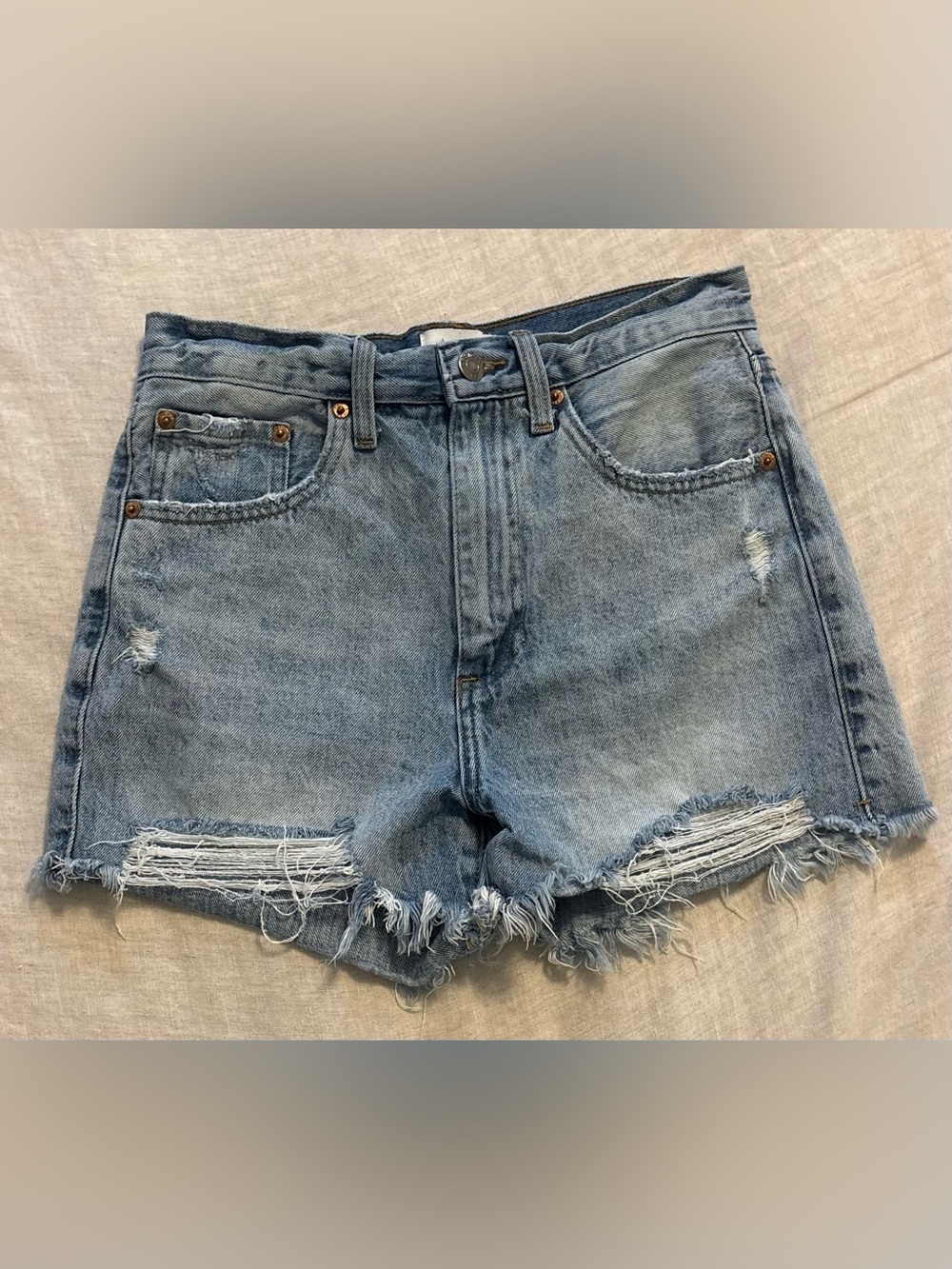 PISTOLA Denim High Rise Distressed Cutoff Shorts Light Wash Size 26